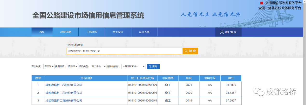 公司再次榮獲2021年度全國公路市場(chǎng)信用評價(jià) 最高等級“AA級”